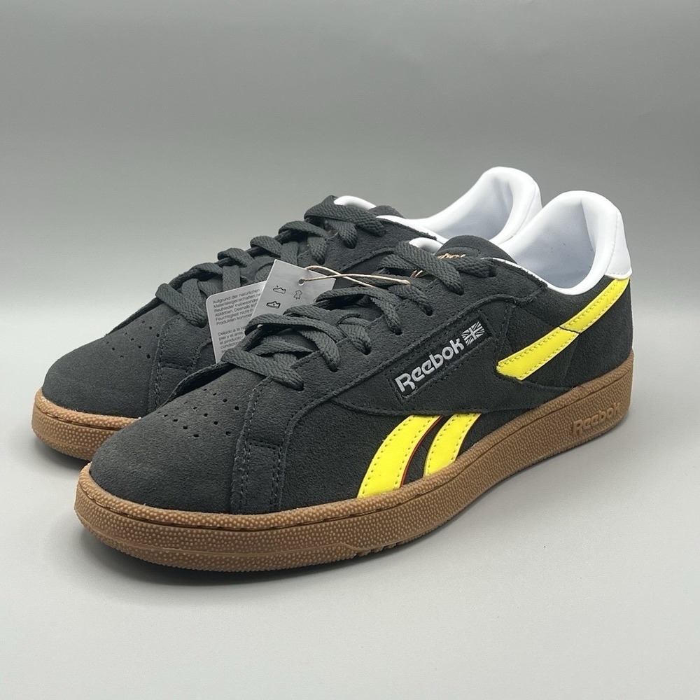 Reebok Classic Club C Grounds UK Gray Yellow Suede Retro - Men's Size 10 NEW - Picture 2 of 8